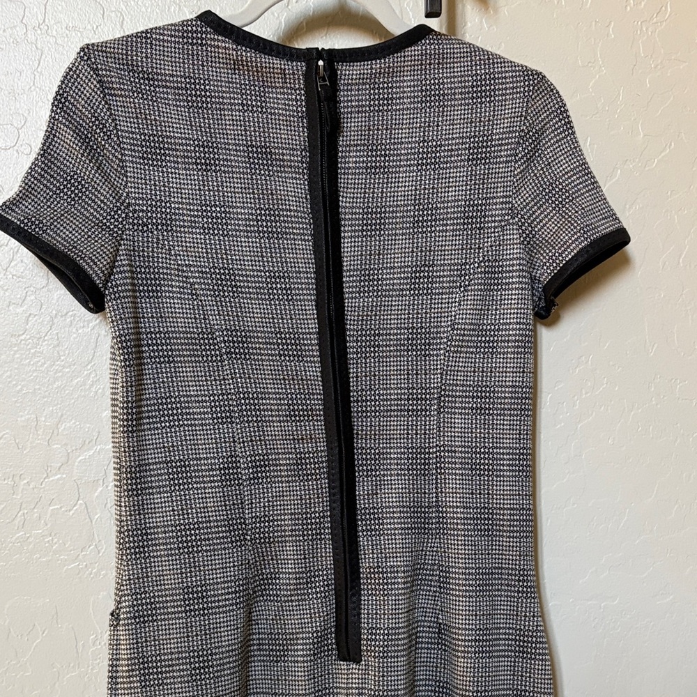 Max studio Plaid Midi Sheath Dress with Contrast leather Trim - Black & White - Picture 2 of 4